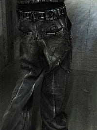Vintage Y2K Grunge Spliced Baggy Jeans — vista posteriore