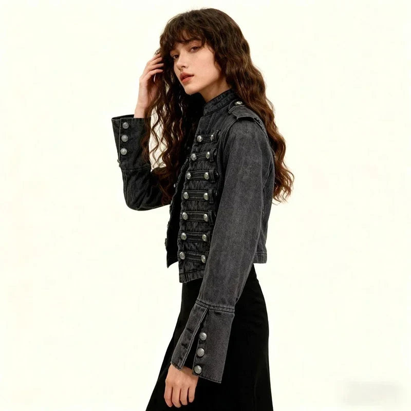 Vintage Y2K Slim Fit Crop Denim Coat Jacket — in alternativa
