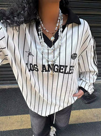 Vintage Y2K Striped Polo Long Sleeve Soccer Jersey — vista laterale