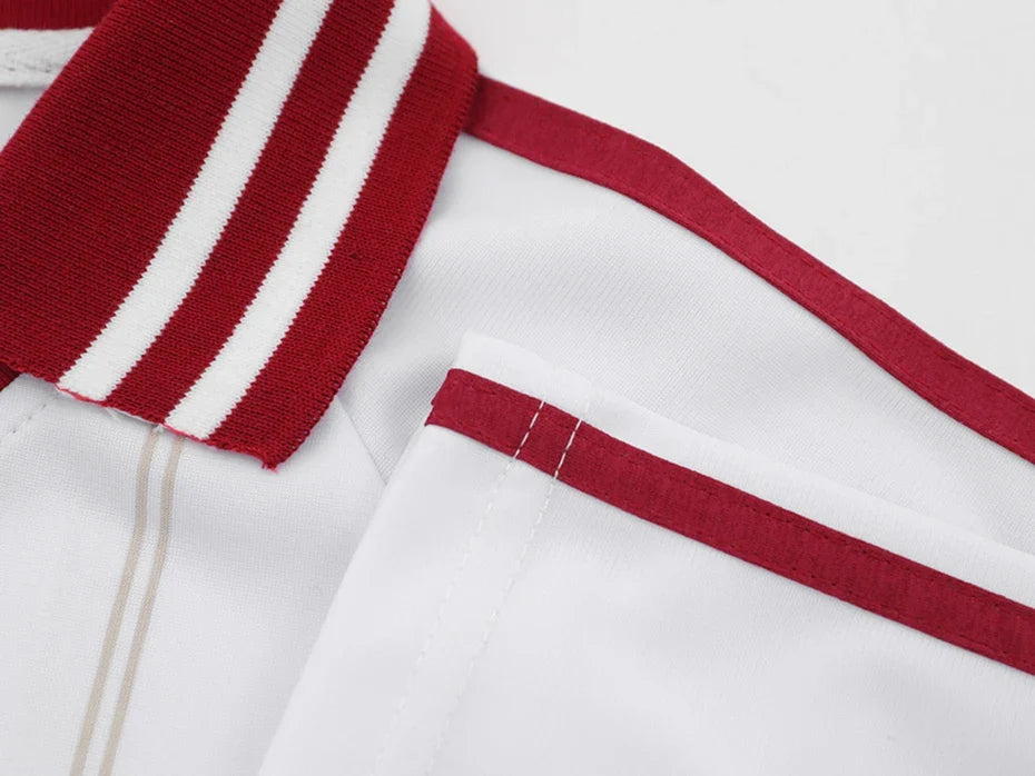 Vintage Y2K Striped Polo Soccer Jersey — dettaglio del tessuto