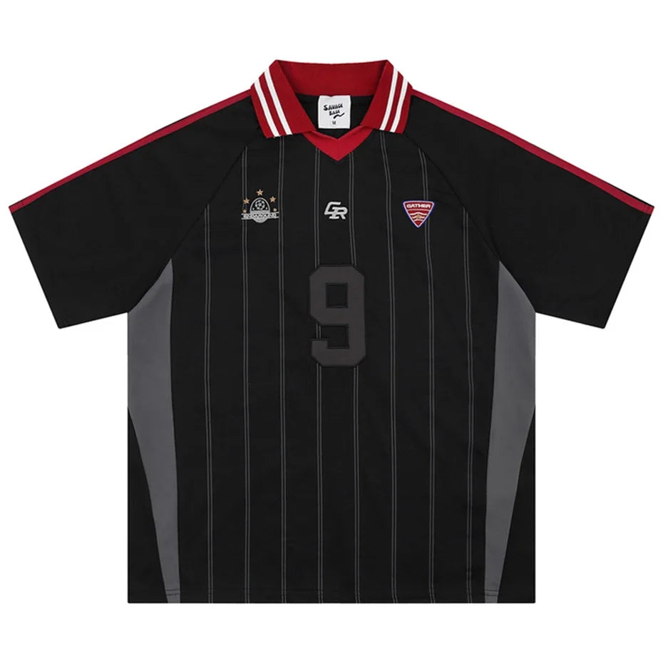 Vintage Y2K Striped Polo Soccer Jersey — vista posteriore