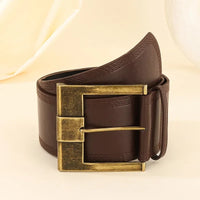 Vintage Y2K Ultra Wide Square Buckle Faux Leather Belt — vista frontale