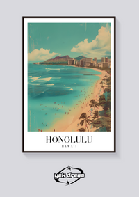 Waikiki Honolulu Vintage Poster — vista posteriore
