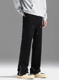 Washed Y2K Double Knee Denim Flared Carpenter Jeans — dettaglio del tessuto