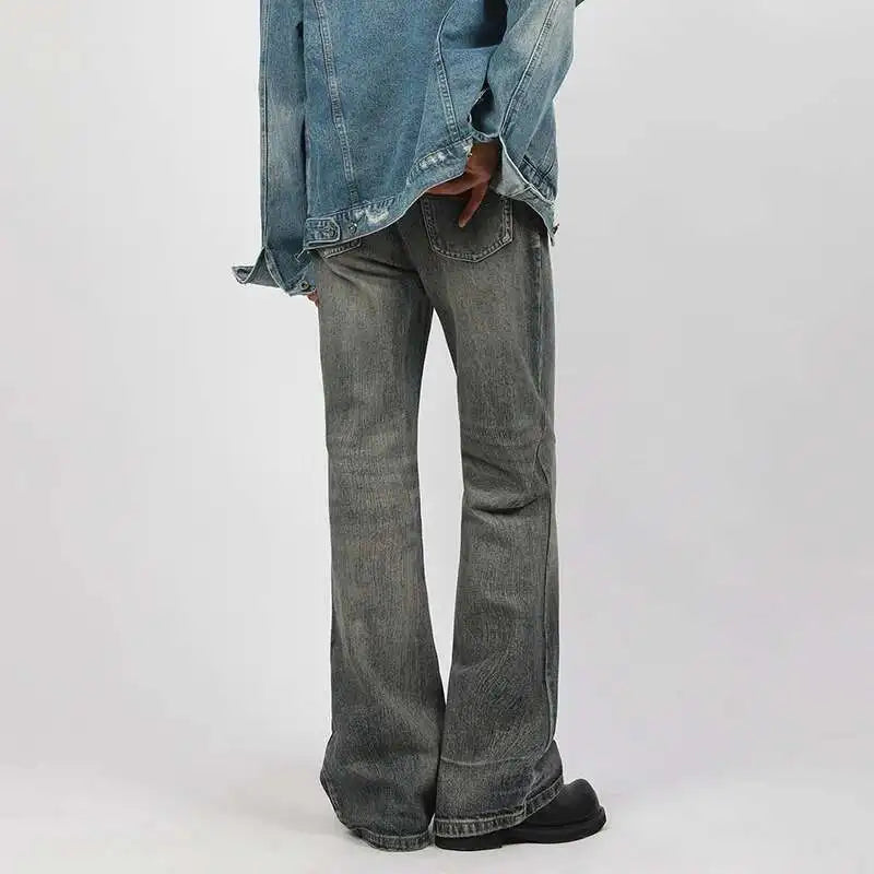 Washed Y2K Mens Slight Flare Denim Jeans — vista laterale