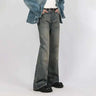 Washed Y2K Mens Slight Flare Denim Jeans