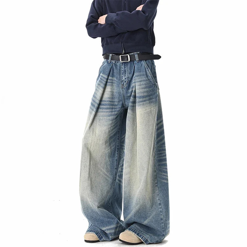 Washed Y2K Wide Leg Baggy Jeans — vista frontale