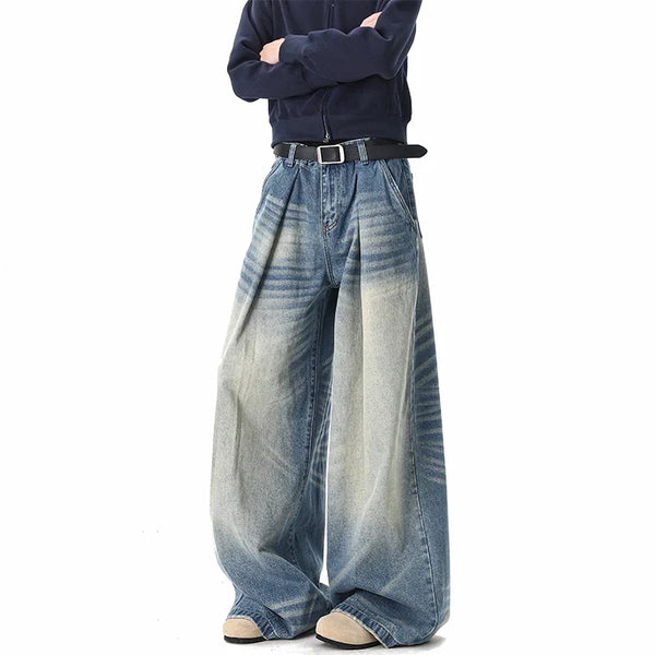 Washed Y2K Wide Leg Baggy Jeans — vista frontale