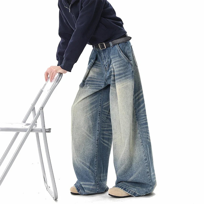 Washed Y2K Wide Leg Baggy Jeans — vista posteriore