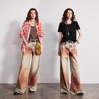 Wasteland Style Y2K Mid Waist Baggy Printed Jeans — dettaglio della stampa