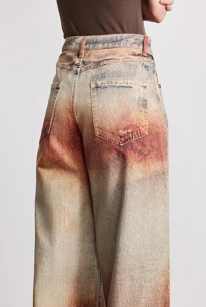 Wasteland Style Y2K Mid Waist Baggy Printed Jeans — in alternativa