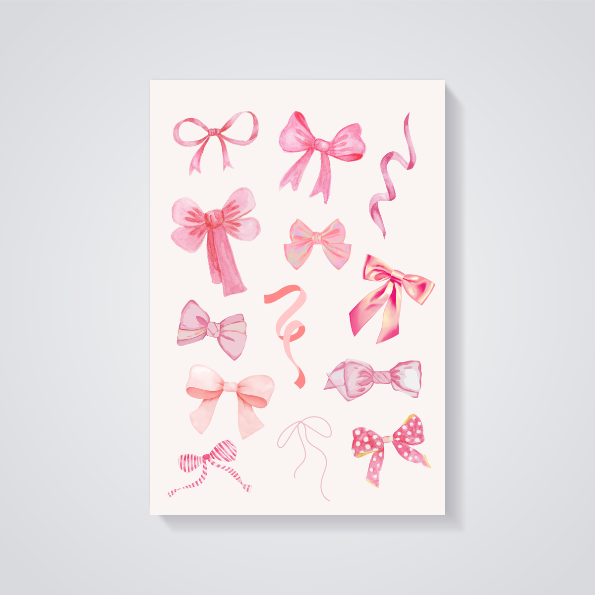 Watercolor Pink Bows Poster — vista posteriore