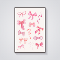Watercolor Pink Bows Poster — vista frontale