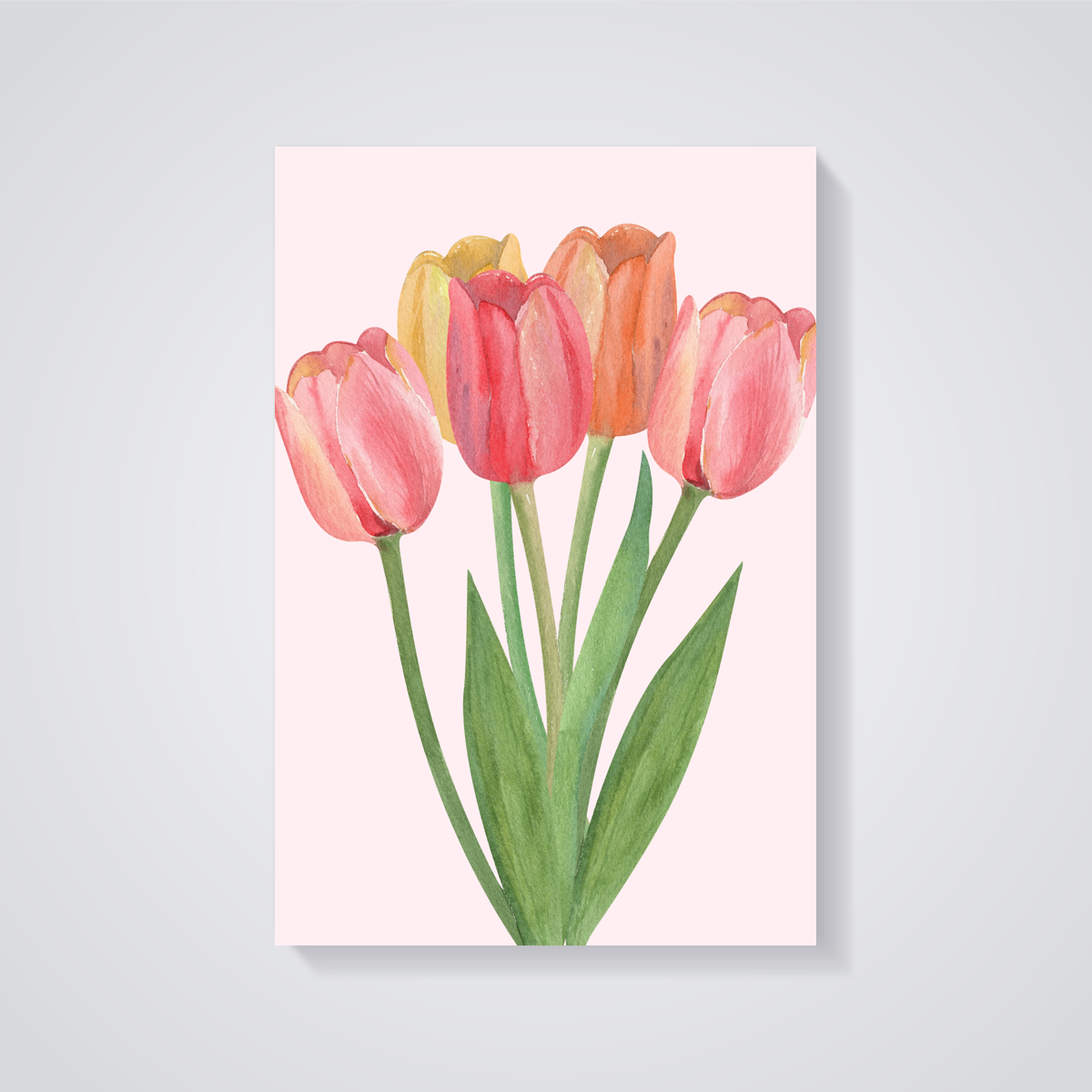 Watercolor Tulips Bouquet Poster — vista posteriore
