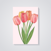 Watercolor Tulips Bouquet Poster — vista posteriore
