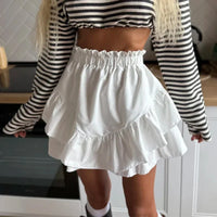 White High Waist Y2K A Line Ruched Mini Skirt — in alternativa
