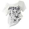 White Y2K Vintage Oversize Butterly Graphic Off Shoulder Top