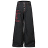 Wide Leg Black Embroidered Jeans