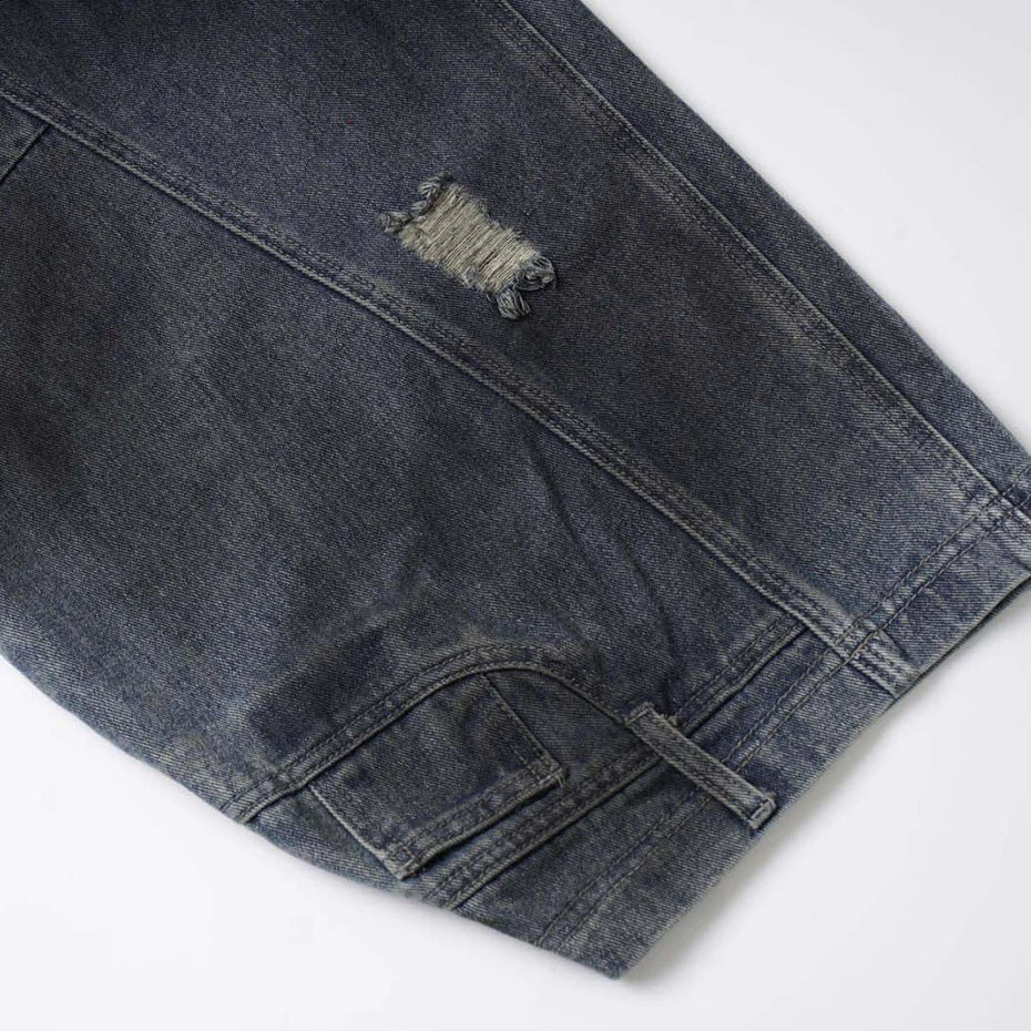 Wide Leg Y2K Distressed Denim Barrel Jeans — vista laterale