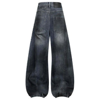 Wide Leg Y2K Distressed Denim Barrel Jeans — dettaglio