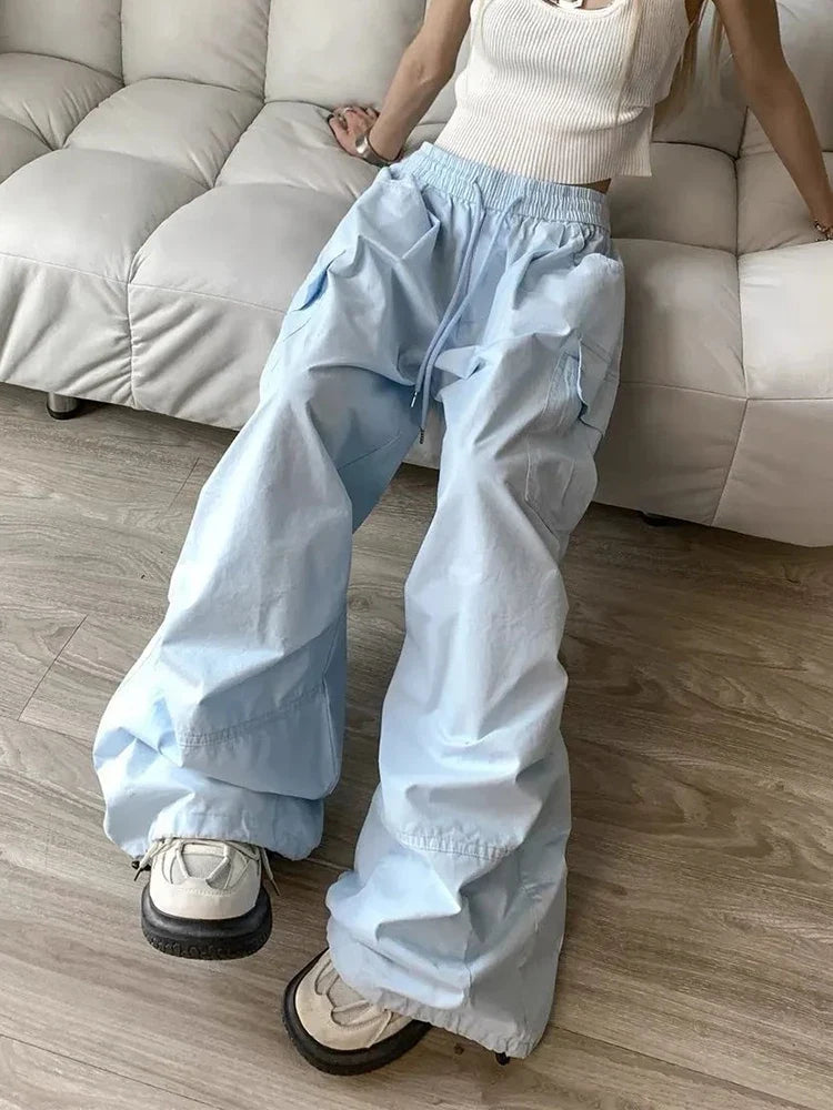Wide Leg Y2K Parachute Trousers — vista posteriore
