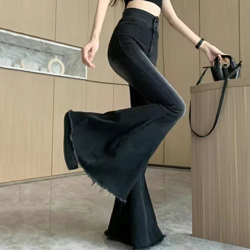 Womens High Waist Y2K Skinny Super Flared Jeans — dettaglio della stampa