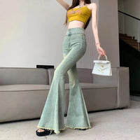 Womens High Waist Y2K Skinny Super Flared Jeans — vista frontale