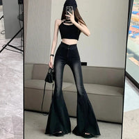 Womens High Waist Y2K Skinny Super Flared Jeans — vista posteriore