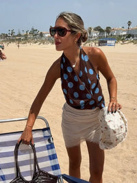 Womens Polka Dot Vest Y2K Halter Top — vista posteriore