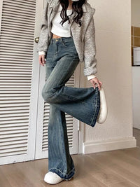 Womens Y2K Casual Vintage Slim Blue Flared Jeans — vista posteriore