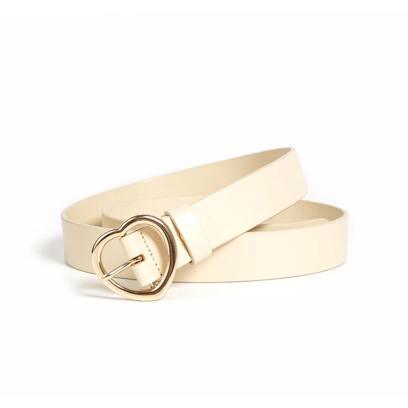 Womens Y2K Heart Buckle Leather Belt — vista posteriore
