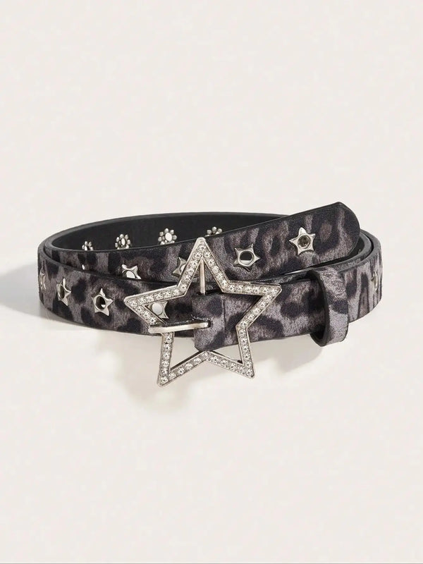 Womens Y2K Star Studded Faux Diamond Belt — vista frontale