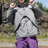 2 in 1 Waterproof Windbreaker Jacket Coat — vista frontale