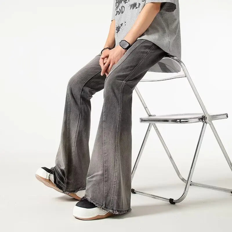 2000S Vintage Grey Baggy Flared Jeans — vista laterale