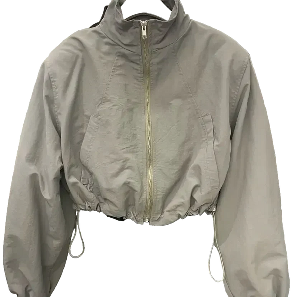 90s Style Vintage Cropped Windbreaker Jacket — vista frontale