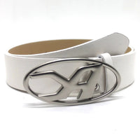 A D Buckle Letter Snap Leather Belt — vista frontale
