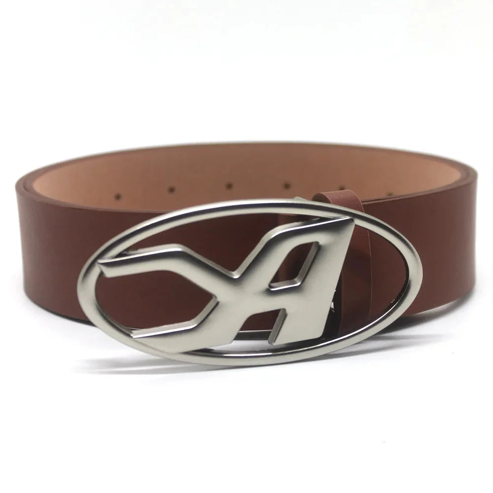 A D Buckle Letter Snap Leather Belt — dettaglio