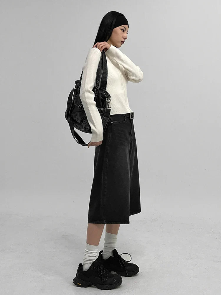Acubi Washed Black Bermuda Denim Shorts Jorts — in alternativa