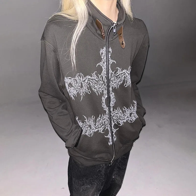 Aesthetic Tattoo Print Jacket — dettaglio