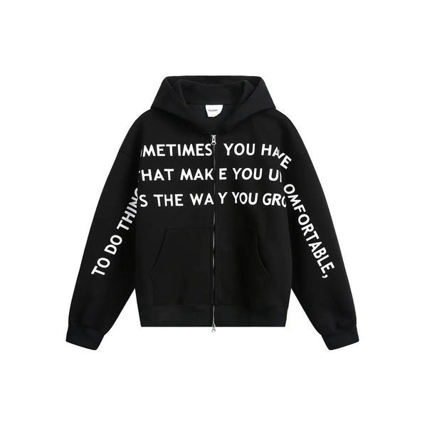 Affirmation Graphic Text Zip Up Hoodie — vista frontale