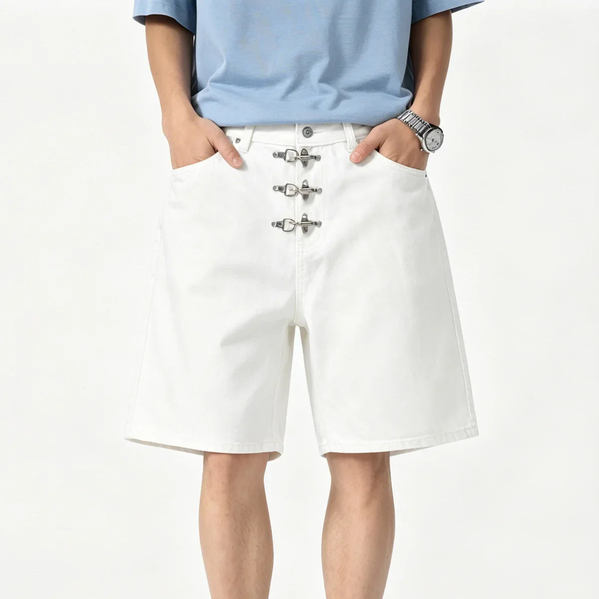 Airplane Clip Denim Shorts Jorts — in alternativa