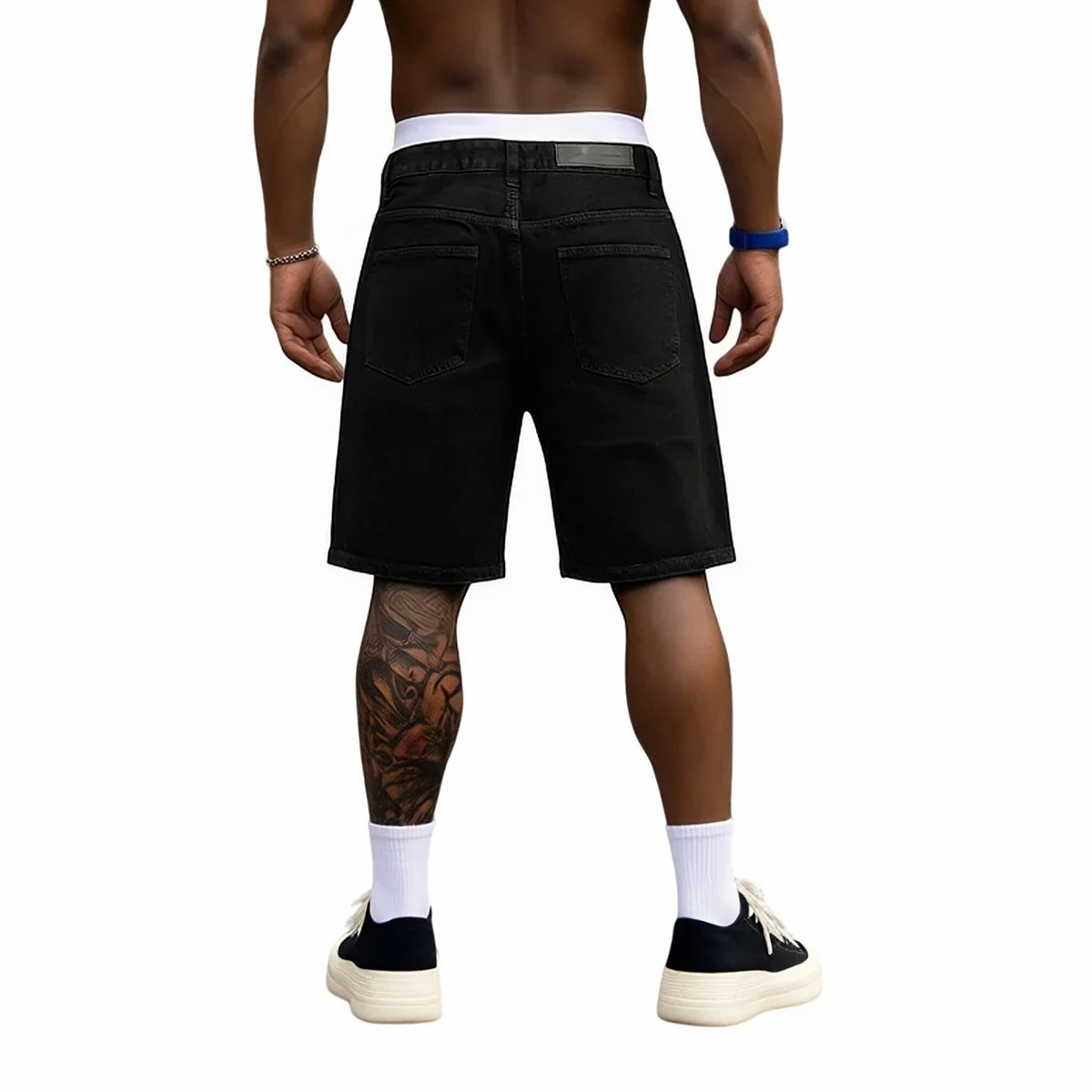 Airplane Clip Denim Shorts Jorts — vista completa