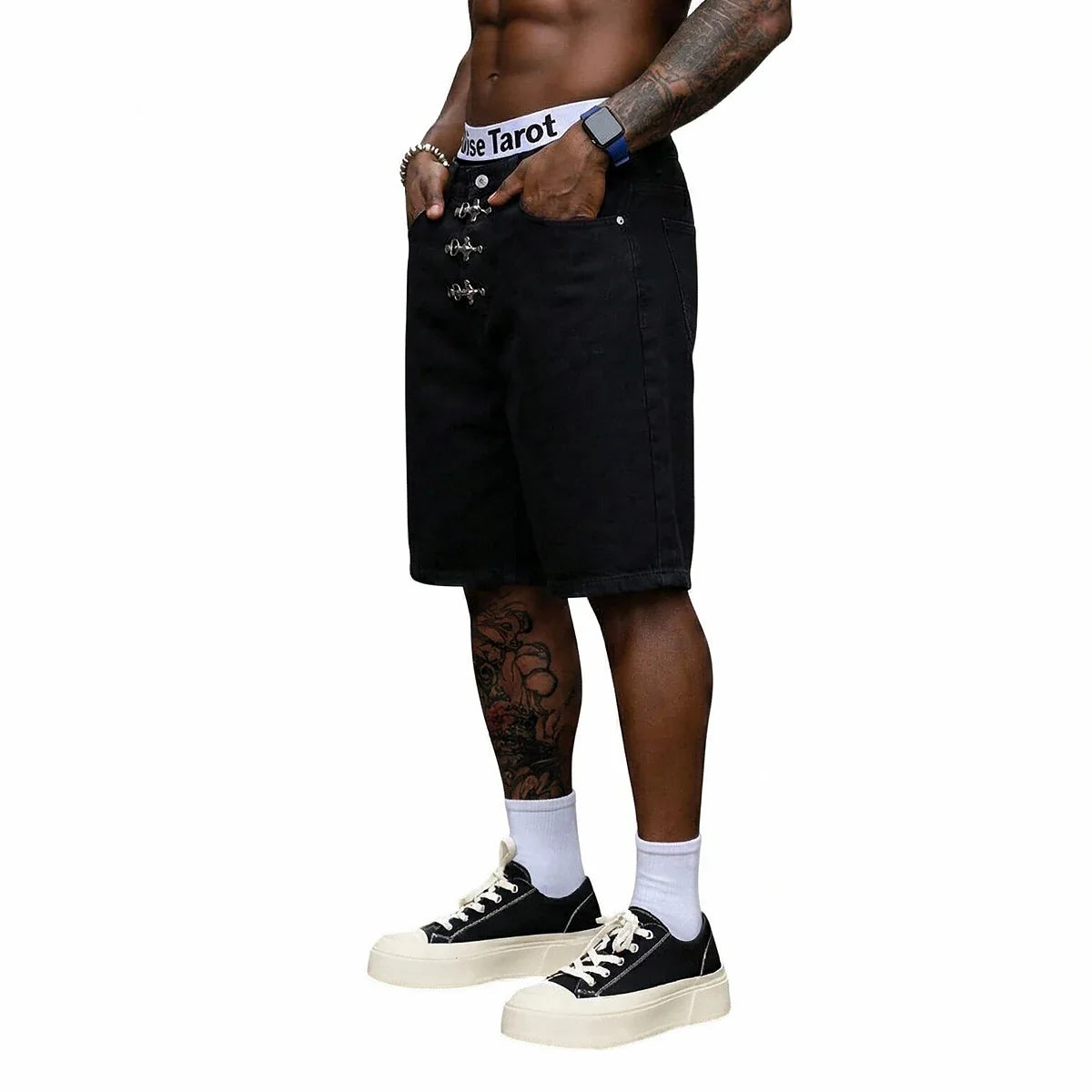 Airplane Clip Denim Shorts Jorts — dettaglio