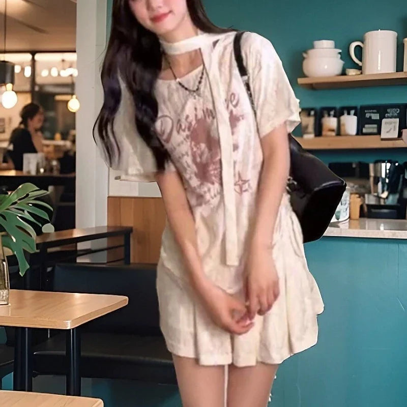 Airy Butterfly Print Grunge Off Shoulder Top — dettaglio della stampa