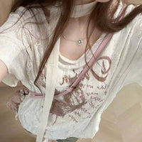 Airy Butterfly Print Grunge Off Shoulder Top — in alternativa