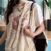 Airy Butterfly Print Grunge Off Shoulder Top — vista posteriore