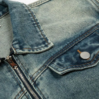 American Washed Distress Denim Jacket — dettaglio