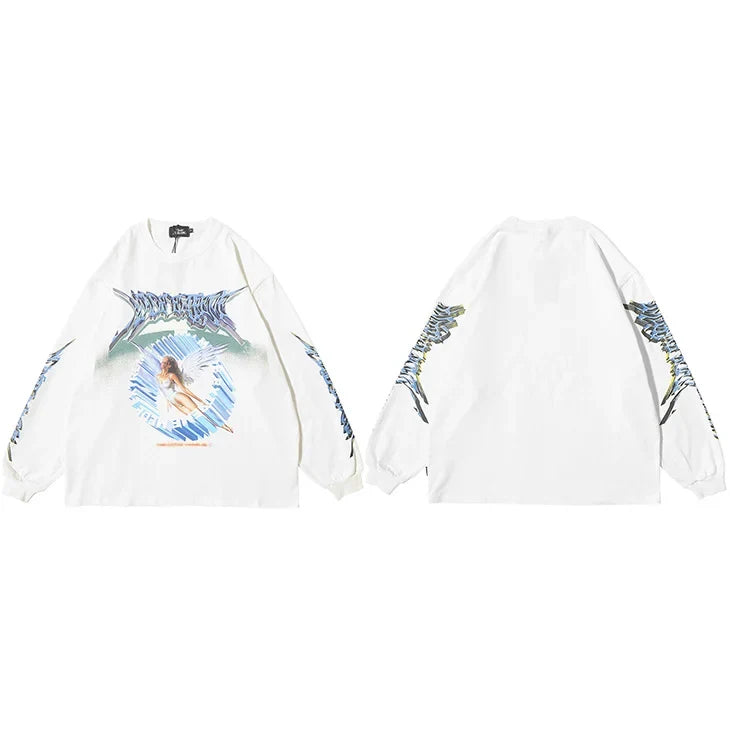 Angel Ascension Graphic Long Sleeve Top — vista frontale