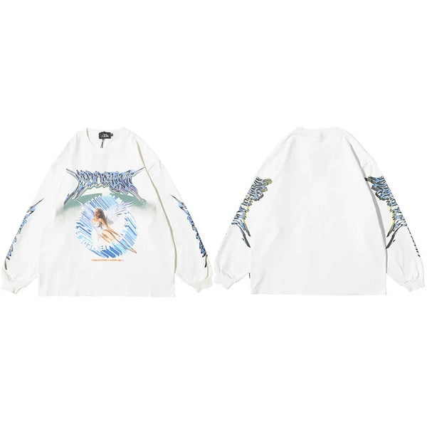 Angel Ascension Graphic Long Sleeve Top — vista frontale