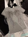 Y2K Angel Wings Rhinestone Graphic T Shirt